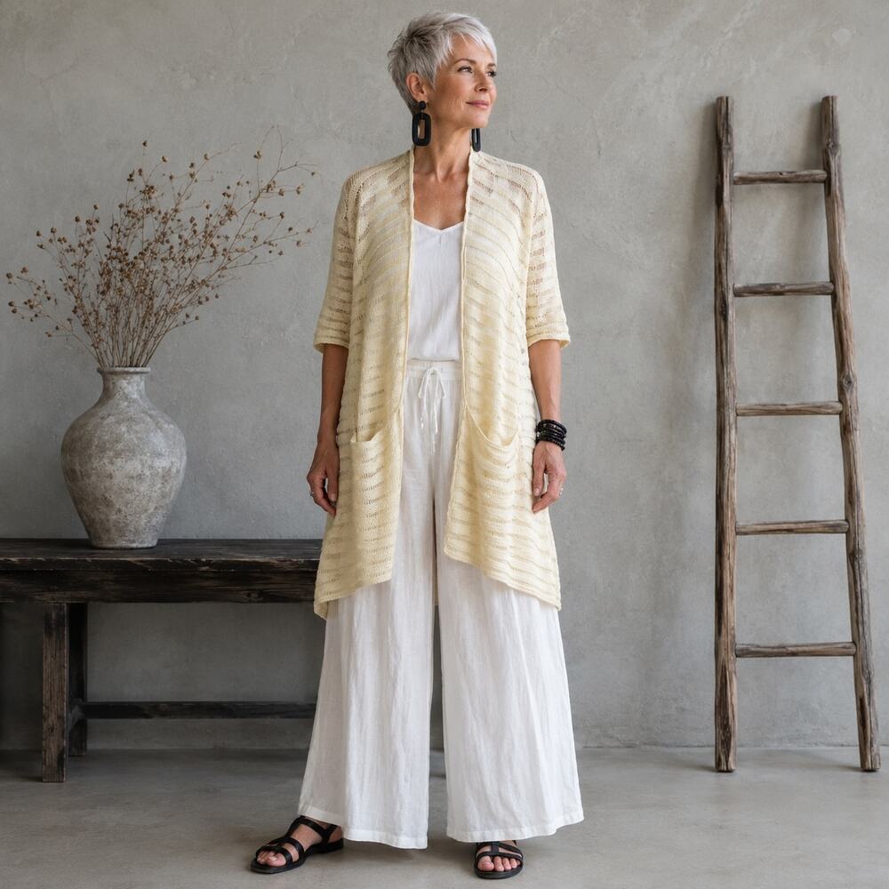 Guinevere Soft Yellow Short Sleeve Cotton Blend  Cardigan Small